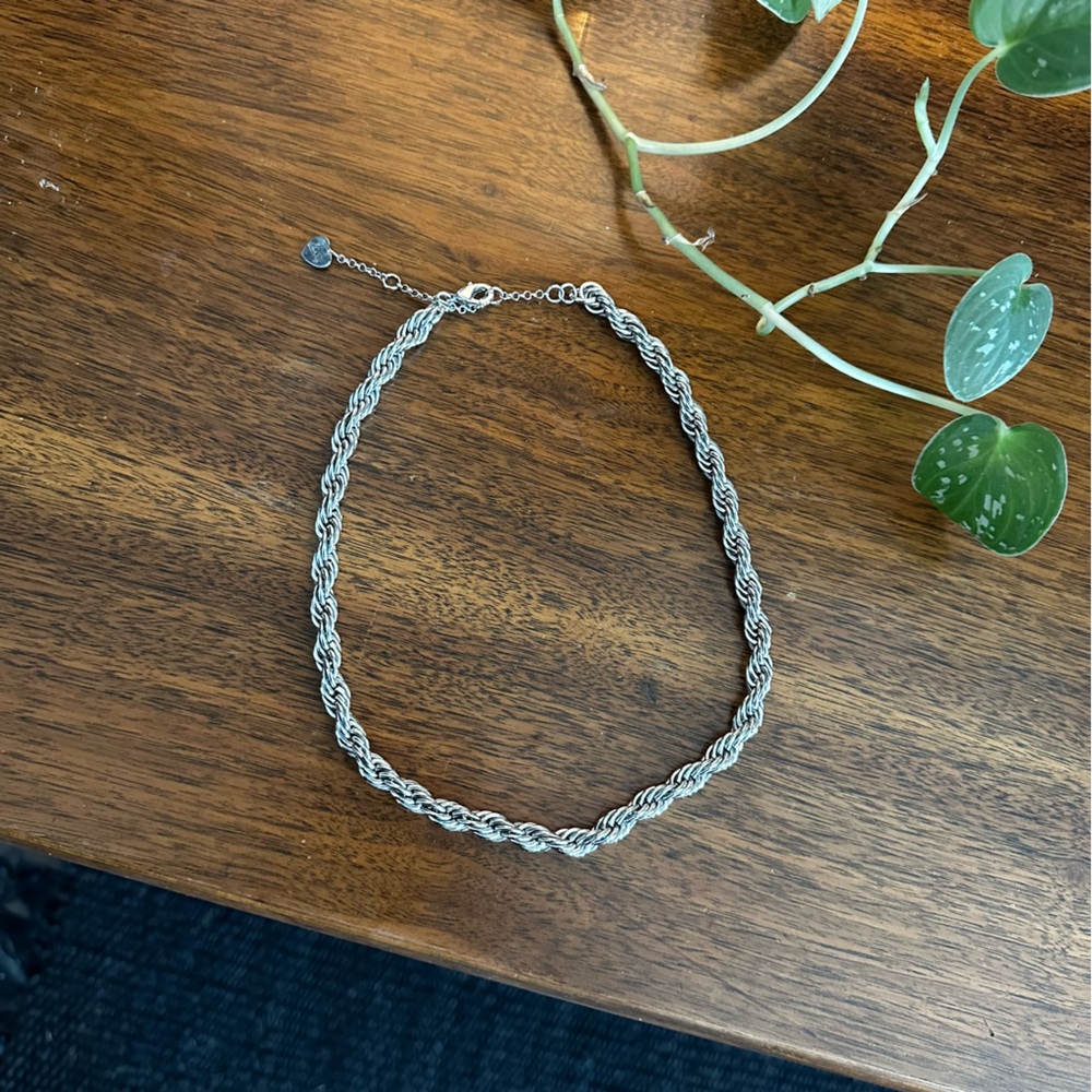 Aldo Silver Statement Braided Chain Necklace